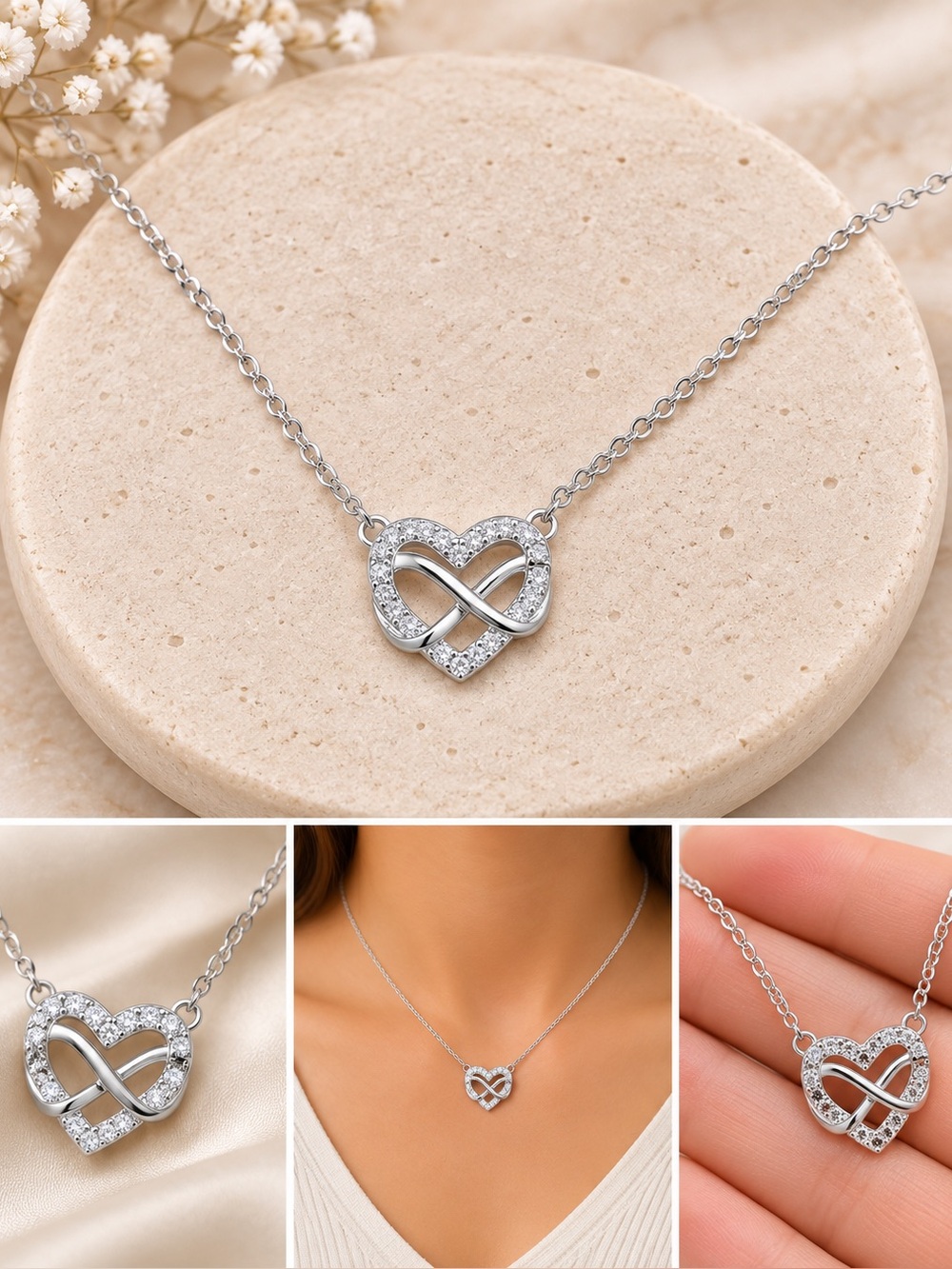 925 Silver Infinity Heart Necklace